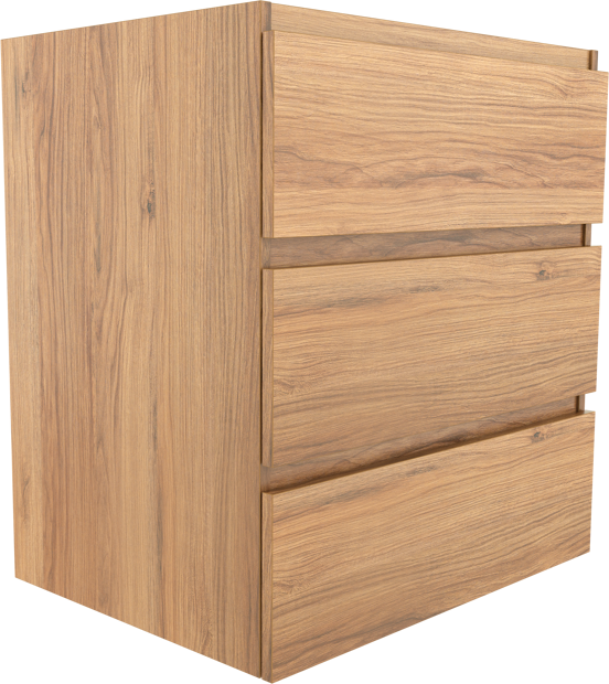 Balmani Lucida stehender Waschbeckenunterschrank: 75 x 55 cm, Teak, 3 Schubladen
