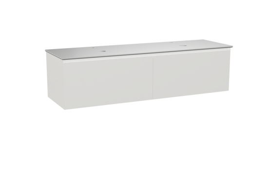 Balmani Idra zwevend badkamermeubel 180 x 55 cm mat wit met Facetta dubbel tablet in solid surface mat wit