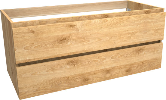 Balmani Lucida hängender Waschbeckenunterschrank: 120 x 55 cm, Eiche rustikal, 2 Schubladen