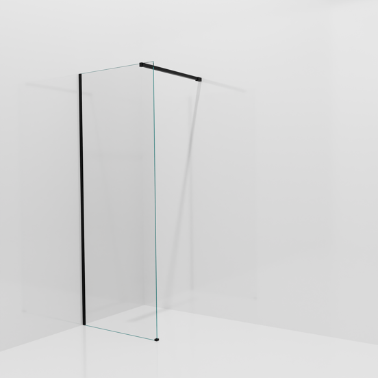Balmani Modular douche à l'italienne: 80 x 200 cm, Verre extra transparent, avec coating, Profil Noir mat