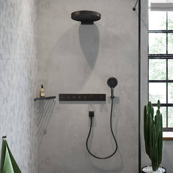 Hansgrohe Rainfinity 360 Hoofddouche rond Ø 36 cm met wand douchearm mat zwart