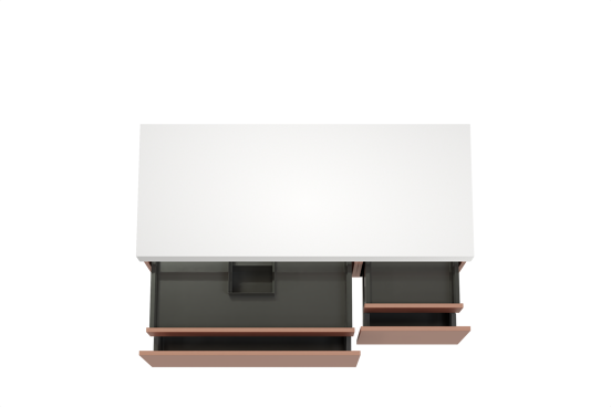 Balmani Sfera meuble salle de bains suspendu 135 x 55 cm cotto avec Dominus tablette simple ou double en solid surface blanc mat