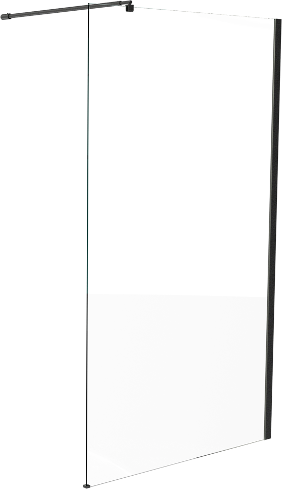 Linie Walk-In Walk-In Dusche: 100 x 200 cm, Klarglas, Schwarzes Profil, matt