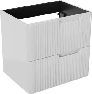 Linie Curvo zwevende wastafelonderkast 60 x 46 cm hoogglans wit 2 lades vert. sym. Groef