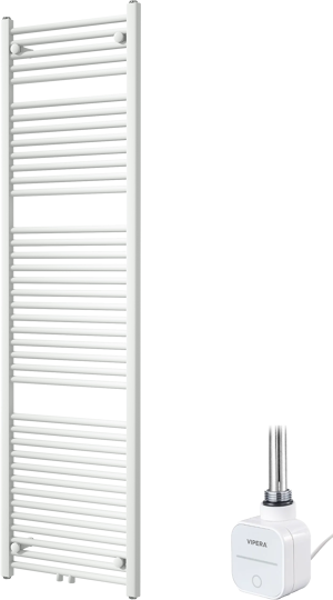 Vipera Kanza enkele handdoekradiator 50 x 180 cm elektrische verwarming mat wit zij- en middenaansluiting 800W, weerstand inbegrepen