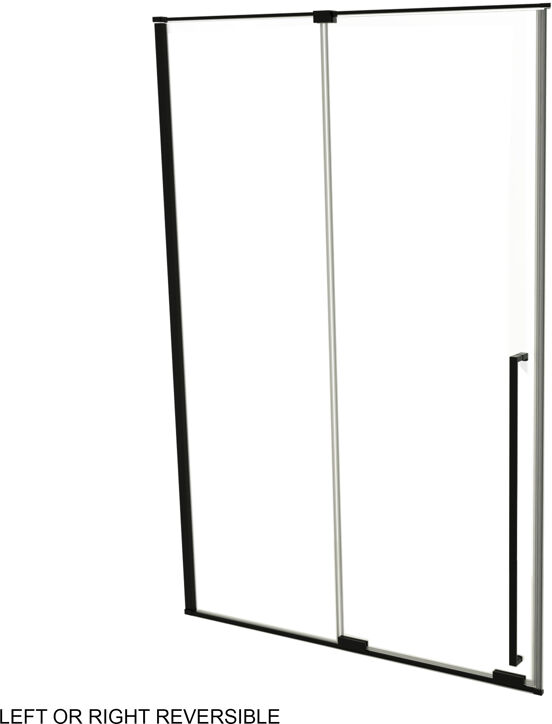 Luca Varess Stilus douchecabine met schuifdeur en vaste zijwand 140 x 90 cm helder glas mat zwart profiel - deur en hardware