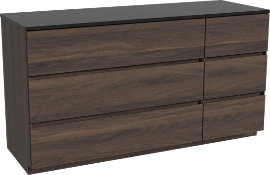 Storke Edge freistehendes Möbelstück Set: 150 x 52 cm, Nussbaum, mit Panton Einzel- oder Doppel Waschtischplatte, Pulverbeschichtetes MDF Schwarz matt