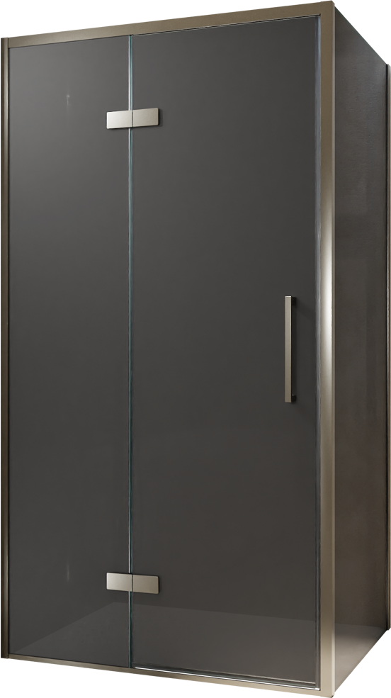 Balmani Senses Design douchehoek met linkse draaideur en vaste zijwand, 100 x 90 cm, Rookglas, Brushed GunMetal profielen