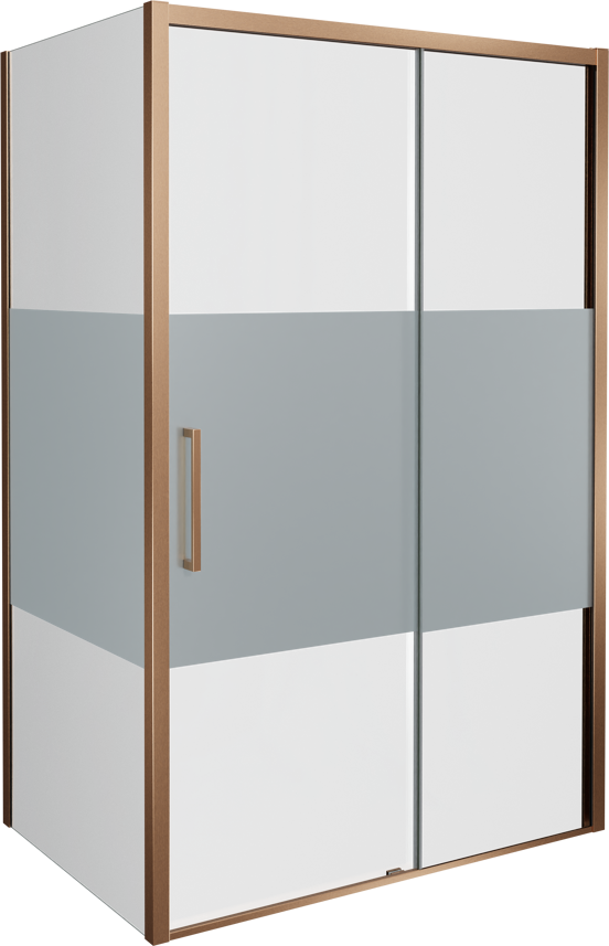 Balmani Senses Design douchehoek met rechtse schuifdeur en vaste zijwand, 160 x 80 cm, Helder glas met matte strook, Brushed Rosegold profielen
