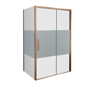 Balmani Senses Design douchehoek met rechtse schuifdeur en vaste zijwand, 160 x 80 cm, Helder glas met matte strook, Brushed Rosegold profielen