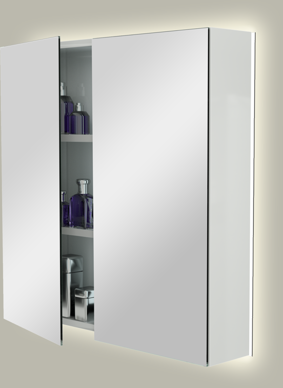 Storke Reflecta spiegelkast 75 x 75 cm hoogglans wit met spiegelverlichting