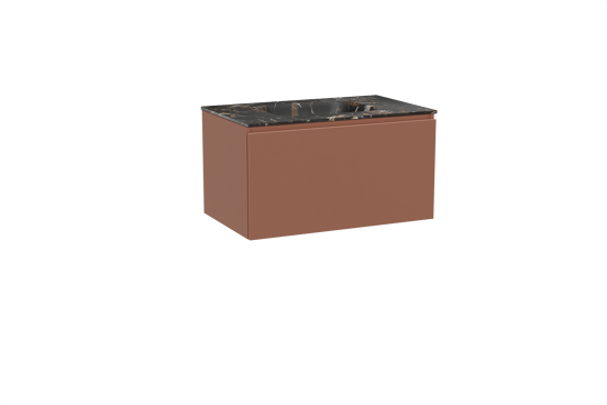 Balmani Sfera hängendes Möbelstück Set: 90 x 55 cm, Cotto, mit Tablo Arcato Einzelwaschtisch, Marmor Portoro Gold
