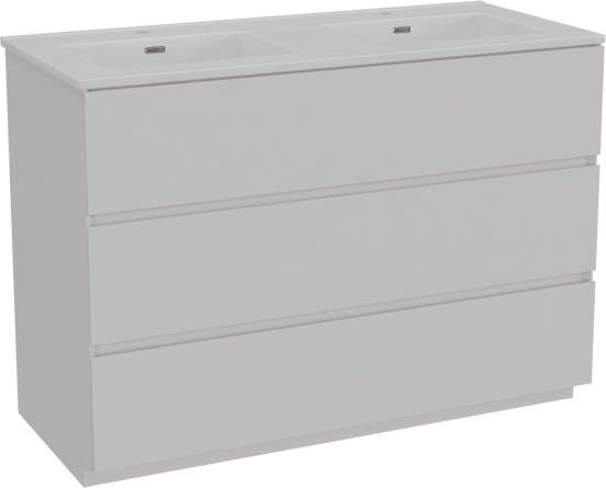 Storke Edge staand badkamermeubel 120 x 52 cm mat wit met Kera dubbele wastafel in porselein mat wit