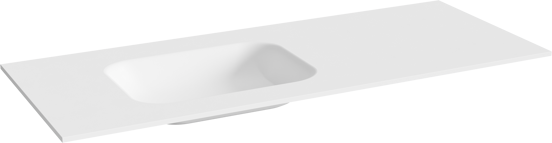 Balmani Tablo Arcato asymmetrisch linkse wastafel matte solid surface 135 x 55 cm, afvoerplug inbegrepen