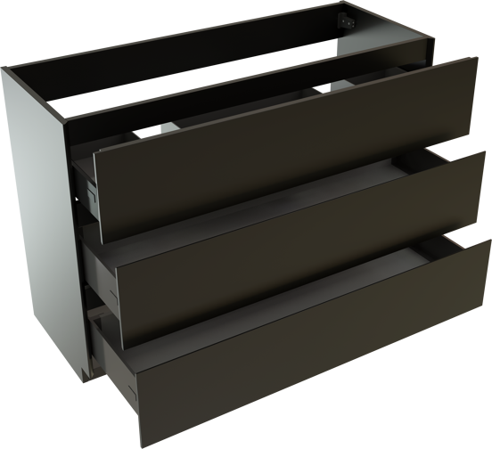 Storke Edge meuble sous-vasque a poser 120 x 46 cm noir mat 3 tiroirs 2 découpés de siphon