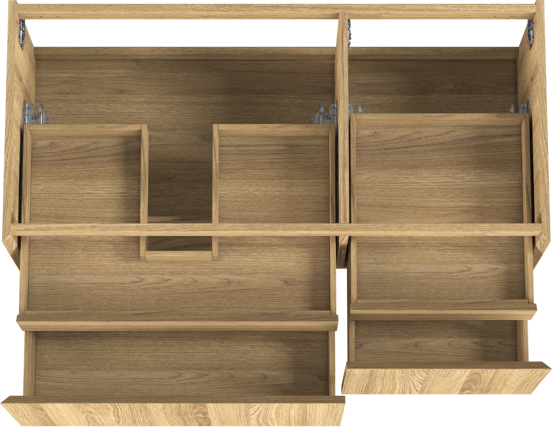 Balmani Idra zwevende wastafelonderkast 120 x 55 cm asymmetrisch links fineer naturel eiken 4 lades