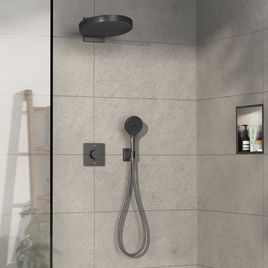 Hansgrohe Showerselect Comfort E Thermostat-Duscharmatur: Unterputz, für 2 Verbraucher, Brushed Black Chrome