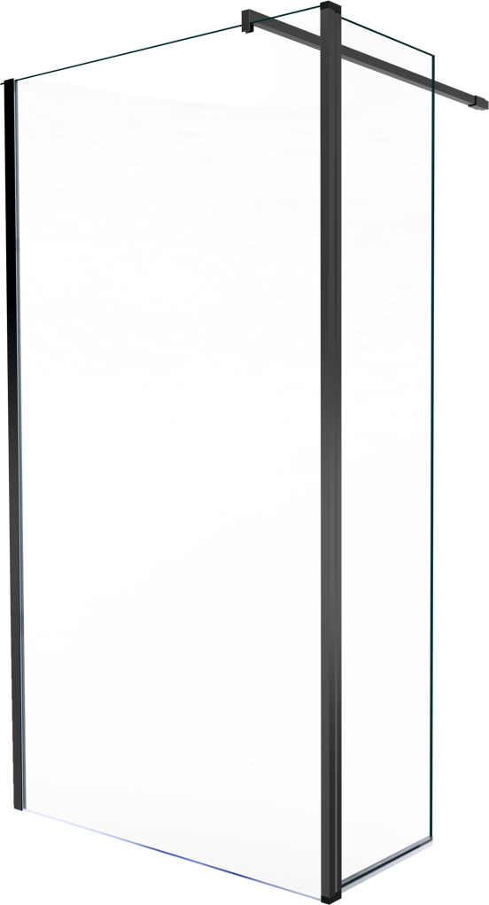 Balmani Move Walk-In Dusche: Bewegliche Seitenwand, 120 x 200 cm, Klarglas, Schwarzes Profil, matt