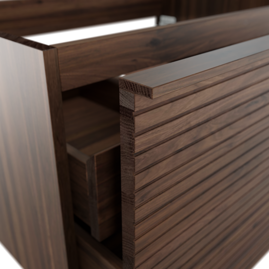 Balmani Forma meuble sous-vasque suspendu nervure horizontale 120 x 55 cm noyer Américain 2 tiroirs