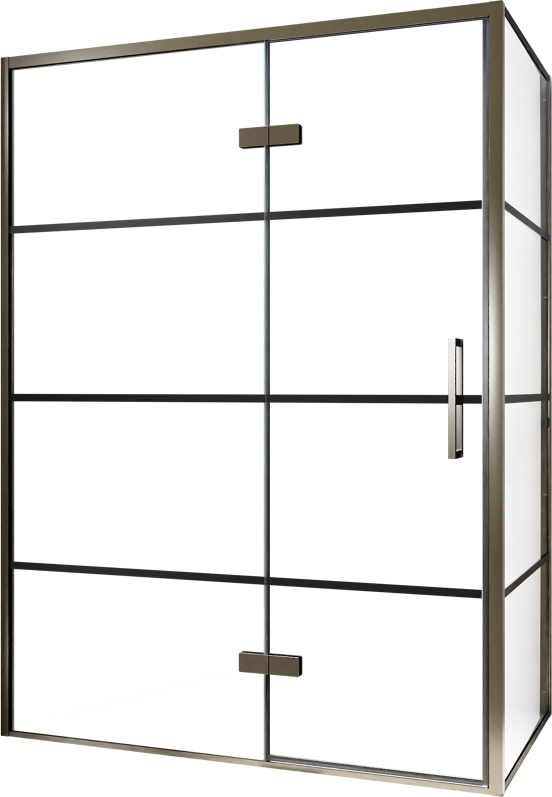 Balmani Senses Design douchehoek met linkse draaideur en vaste zijwand, 140 x 90 cm, Lined, Brushed GunMetal profielen