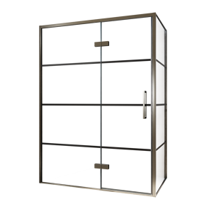 Balmani Senses Design douchehoek met linkse draaideur en vaste zijwand, 140 x 100 cm, Lined, Brushed GunMetal profielen