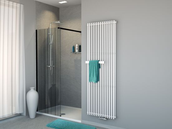 Balmani Modular nisdouche 80 x 200 cm barcode zwart glas mat zwart profiel