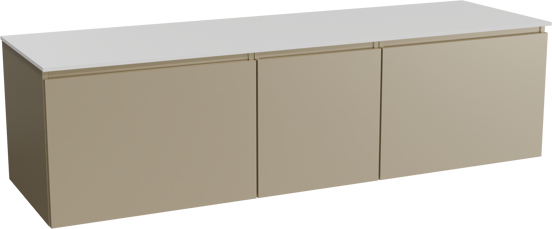 Balmani Sfera zwevend badmeubel 180 x 55 cm dune met Stretto enkel of dubbel wastafelblad in solid surface mat wit