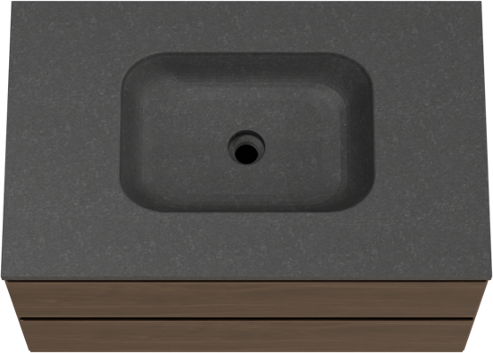 Balmani Mitra meuble salle de bains suspendu 90 x 55 cm noyer américain avec Tablo Arcato plan simple en granit noir