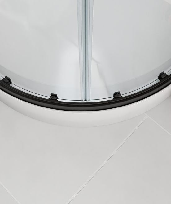 Luca Varess Talan kwartronde douchecabine met schuifdeuren 90 x 90 cm helder glas mat zwart profiel