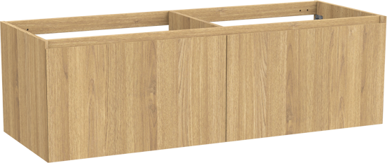 Balmani Idra hängender Waschbeckenunterschrank: 150 x 55 cm, Eiche natur, Furnierholz, 4 Schubladen