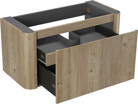 Storke Soft  hängendes möbelstück Waschtischunterschränke 100 x 46 cm Eiche rau 2 Schubladen