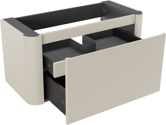 Storke Soft zwevende wastafelonderkast 100 x 46 cm Sand mat 2 lades
