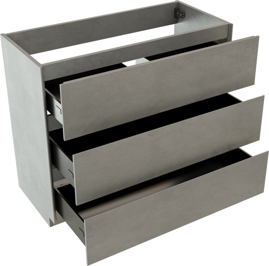 Storke Edge staande wastafelonderkast 100 x 46 cm beton donkergrijs 3 lades