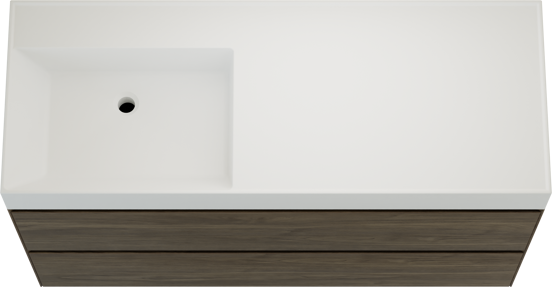 Balmani Mitra Compact meuble salle de bains suspendu 100 x 46 cm chêne sauvage avec Argila vasque asymétrique droite en marbre composite blanc mat
