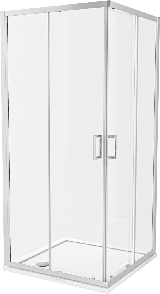 Luca Varess Vidor douchecabine met hoekinstap en 2 schuifdeuren 90 x 90 cm helder glas glans chroom profiel