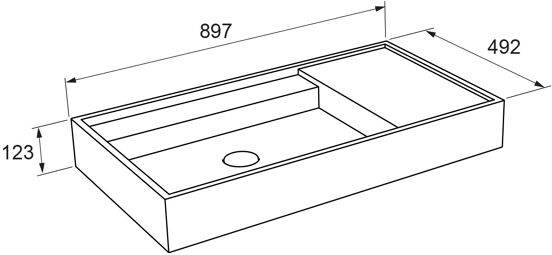 Balmani Cubo asymmetrisch linkse wastafel matte Solid Surface 90 x 49 cm