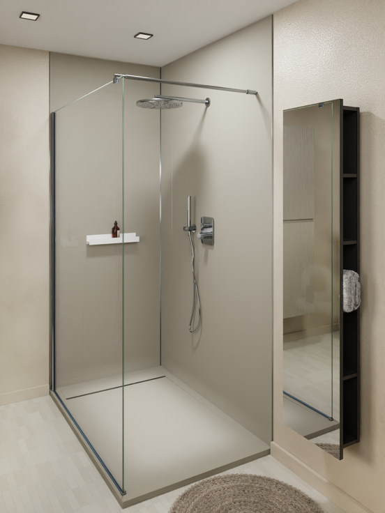 Luca Varess Artdeco revêtement mural de douche 120 x 244 cm alu-composite gris pierre mat