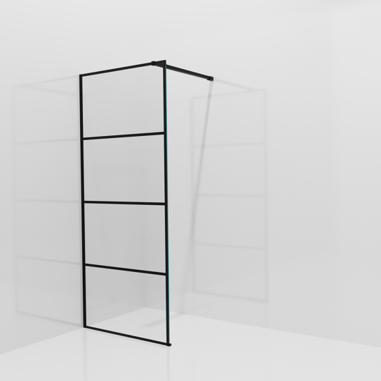 Balmani Modular inloopdouche: 90 x 200 cm, Lined, Mat zwarte profielen