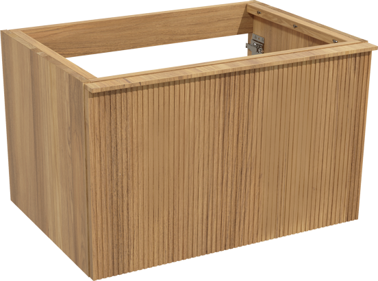 Balmani Forma zwevende wastafelonderkast 75 x 55 cm teakhout 2 lades vert. sym. groef