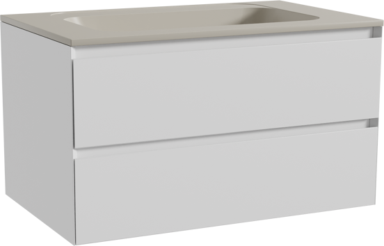 Balmani Mitra meuble salle de bains suspendu 90 x 55 cm blanc mat avec Tablo Strada plan simple en marbre composite soie grise