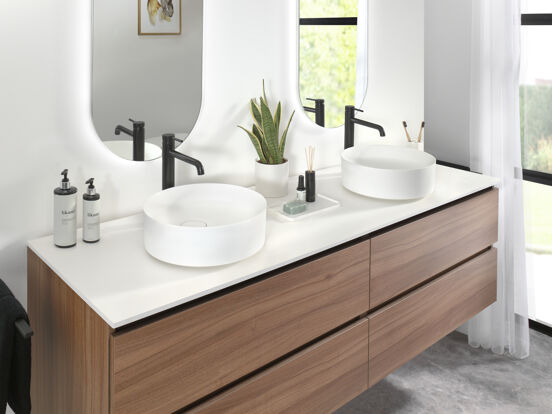 Balmani Fato vasque à poser mat Solid Surface rond Ø 37,5 cm