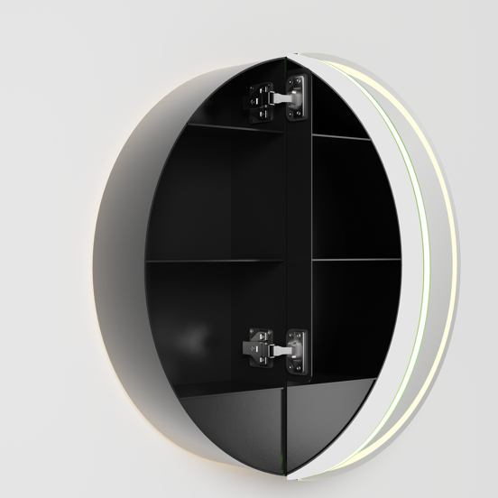 Balmani Mara spiegelkast Rond Ø 60 mat zwart met spiegelverlichting en anti-damp