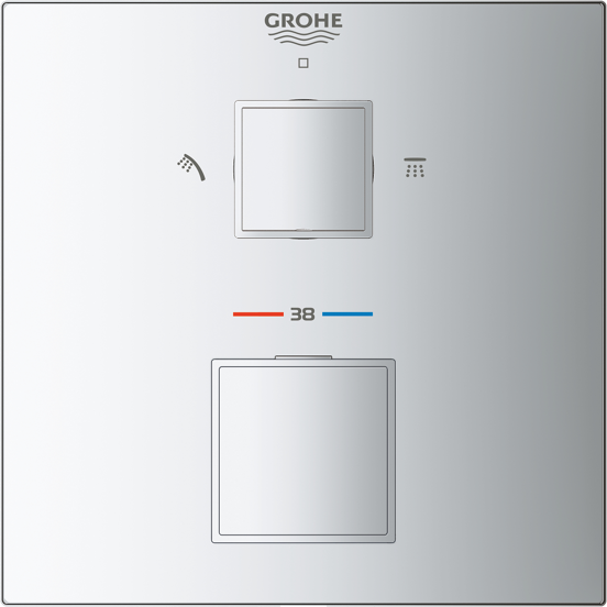 Grohe Grohtherm thermostat de douche encastré 2 fonctions chrome brillant