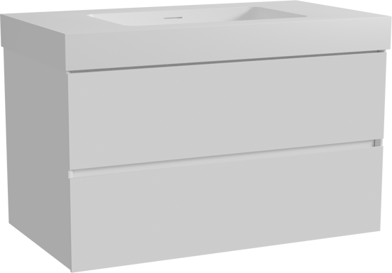 Storke Edge zwevend badkamermeubel 95 x 52 cm glanzend wit met Mata High enkele wastafel in solid surface mat wit