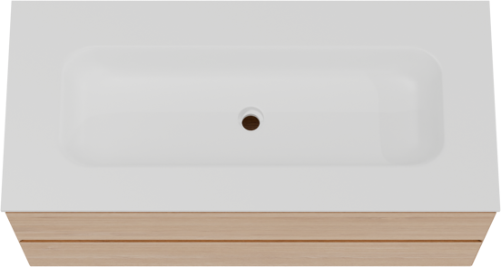 Balmani Mitra meuble salle de bains suspendu 120 x 55 cm chêne naturel avec Tablo Arcato lavabo simple pour 2 trous de robinet en solid surface blanc mat