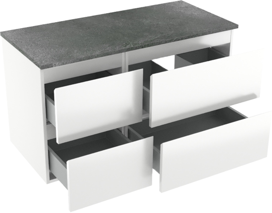 Linie Lado zwevend badkamermeubel 100 x 46 cm glanzend wit met Lado enkel of dubbel tablet in melamine leisteen grijs