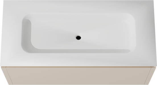 Balmani Eclips zwevend badkamermeubel 120 x 55 cm Sandbeige met Eclips enkele wastafel in Solid Surface mat wit