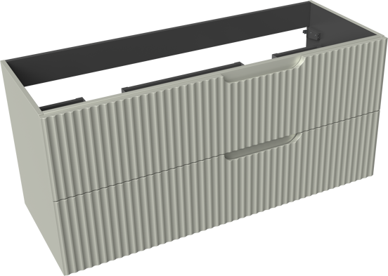 Linie Ribbo hängender Waschbeckenunterschrank: 120 x 46 cm, Greige, 2 Schubladen