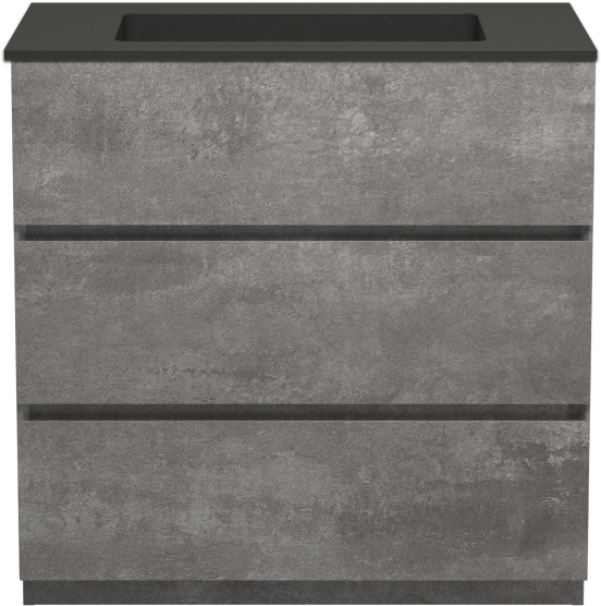 Storke Edge staand badkamermeubel 85 x 52 cm beton donkergrijs met Scuro enkele wastafel in mat kwarts