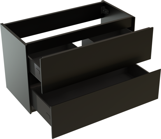 Storke Edge hängender Waschbeckenunterschrank: 80 x 40 cm, Schwarz matt, 2 Schubladen